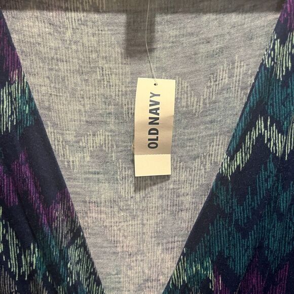 Old Navy Women's NWT Teal Purple Faux Wrap Dress XXL Midi Deep V-Neck Casual - Picture 4 of 12